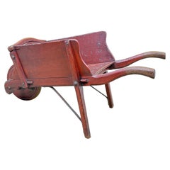 Antique Victorian 19th Century Elm Painted Childs Wheelbarrow