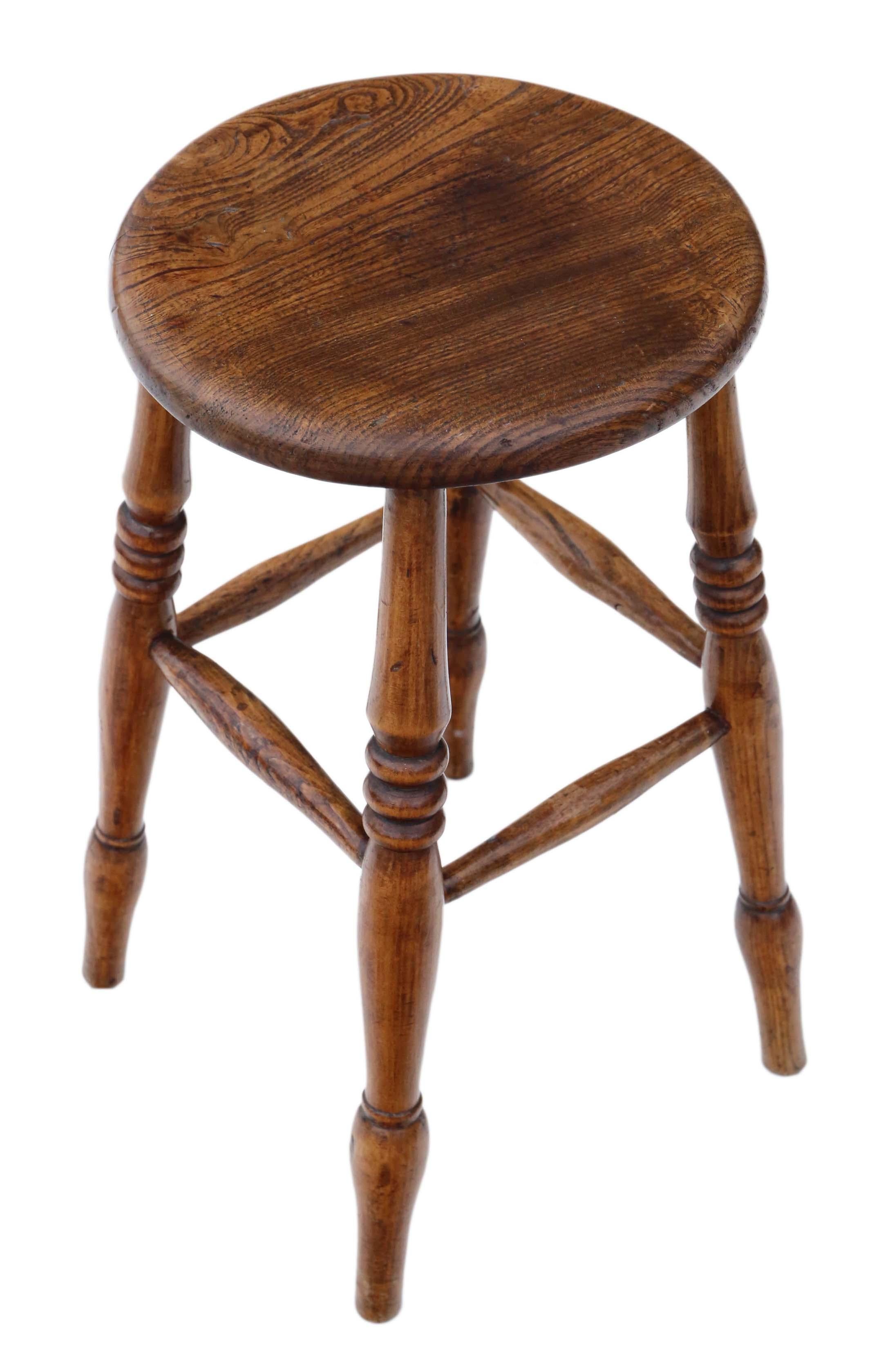 Antique quality Victorian 19th century elm stool.
Quality, decorative and attractive, strong with no loose joints or wobbles. No woodworm.
Would look amazing in the right location. Full of age, character and charm.
Overall maximum