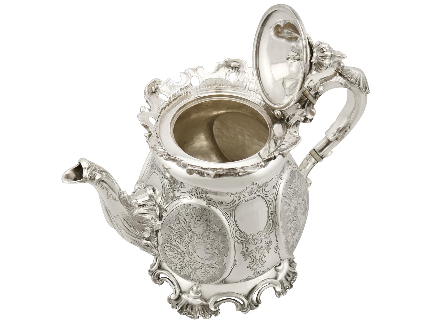 Victorian 19th Century English Sterling Silver Teapot 1