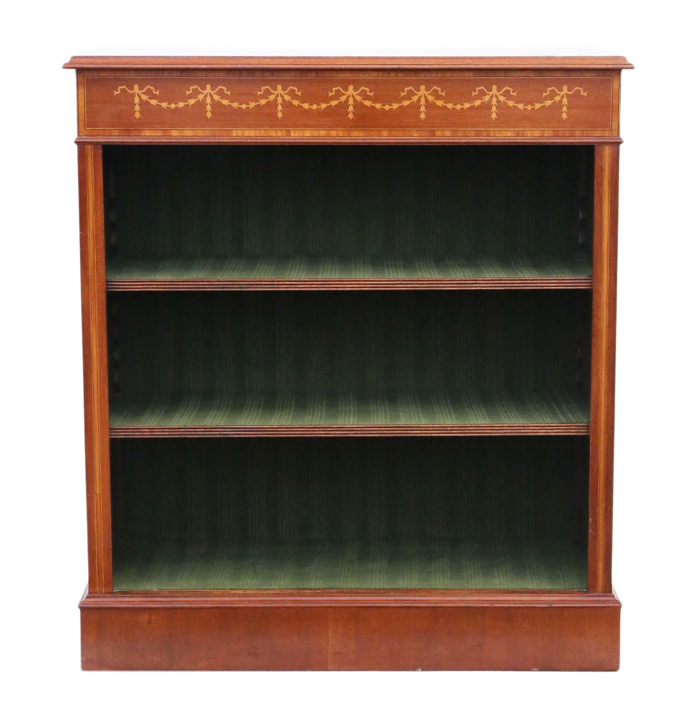 Victorian 19th Century Inlaid Mahogany Adjustable Bookcase In Good Condition In Wisbech, Cambridgeshire