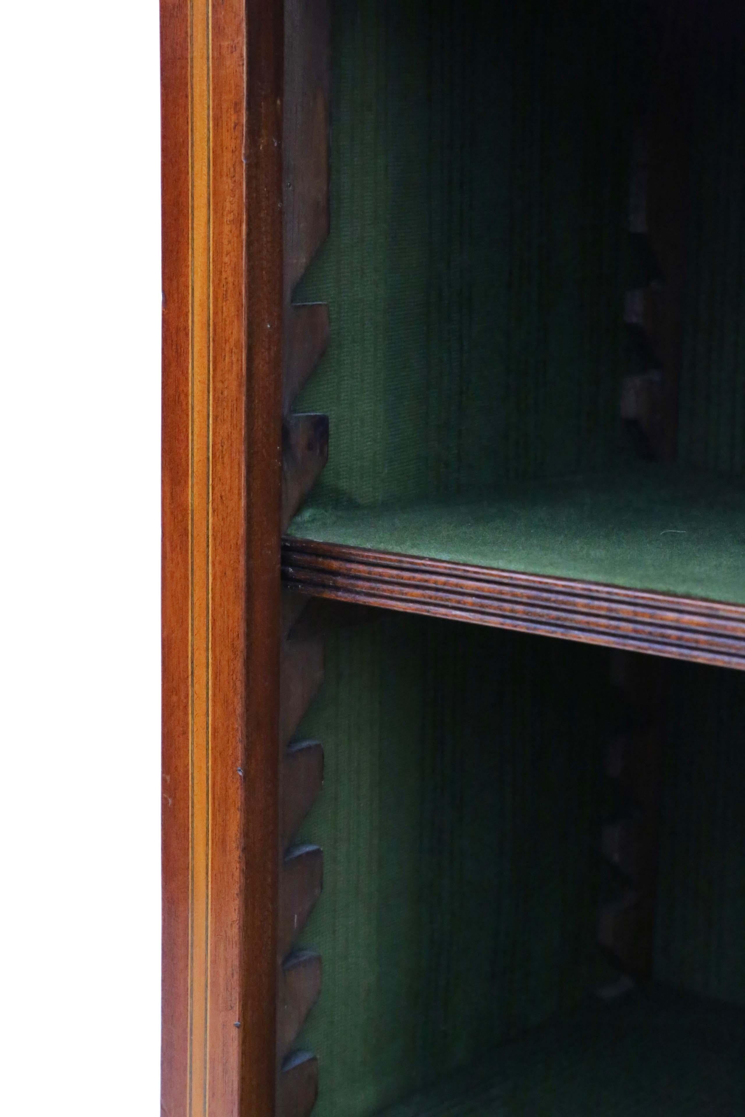 Victorian 19th Century Inlaid Mahogany Adjustable Bookcase 1