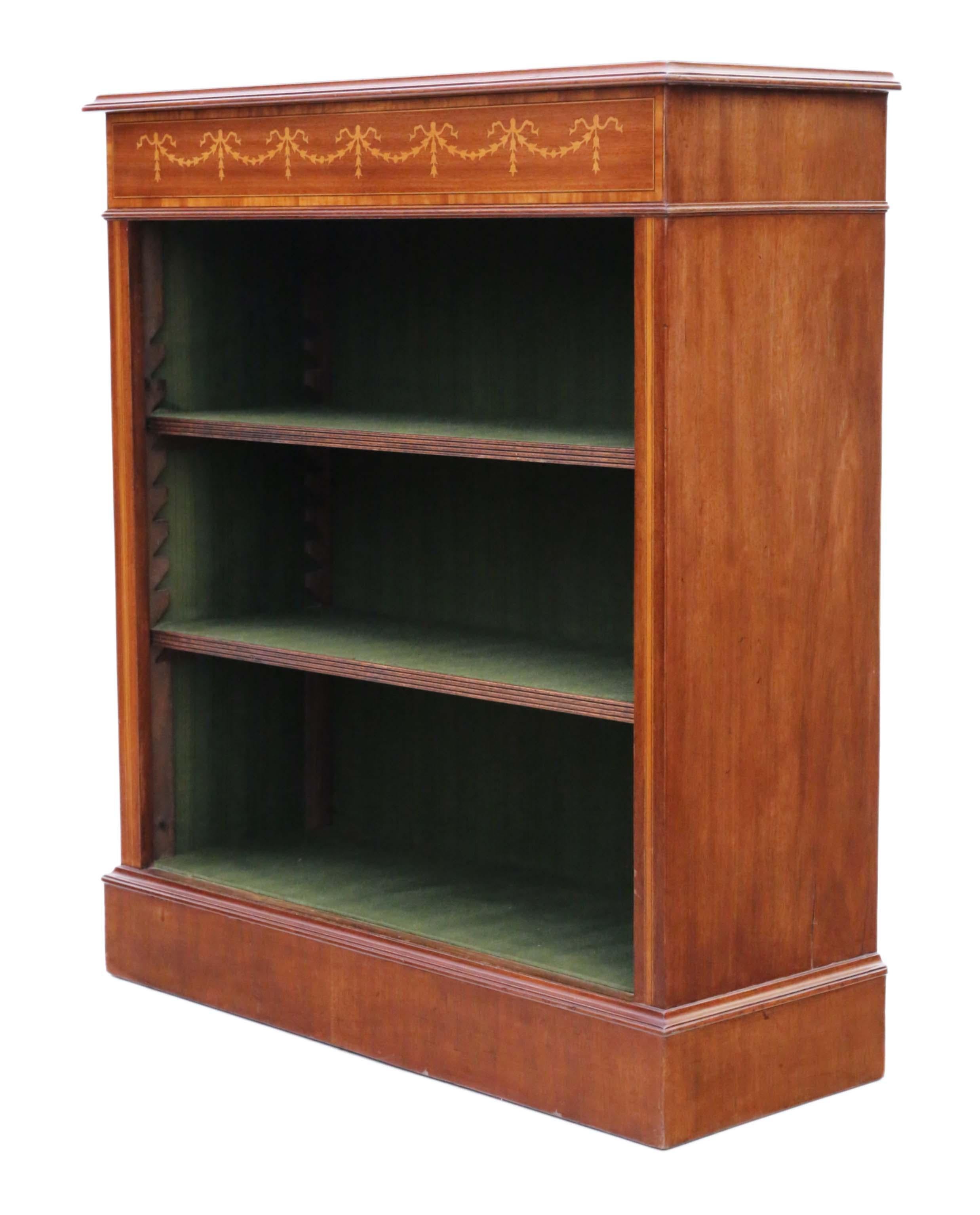 Victorian 19th Century Inlaid Mahogany Adjustable Bookcase 2
