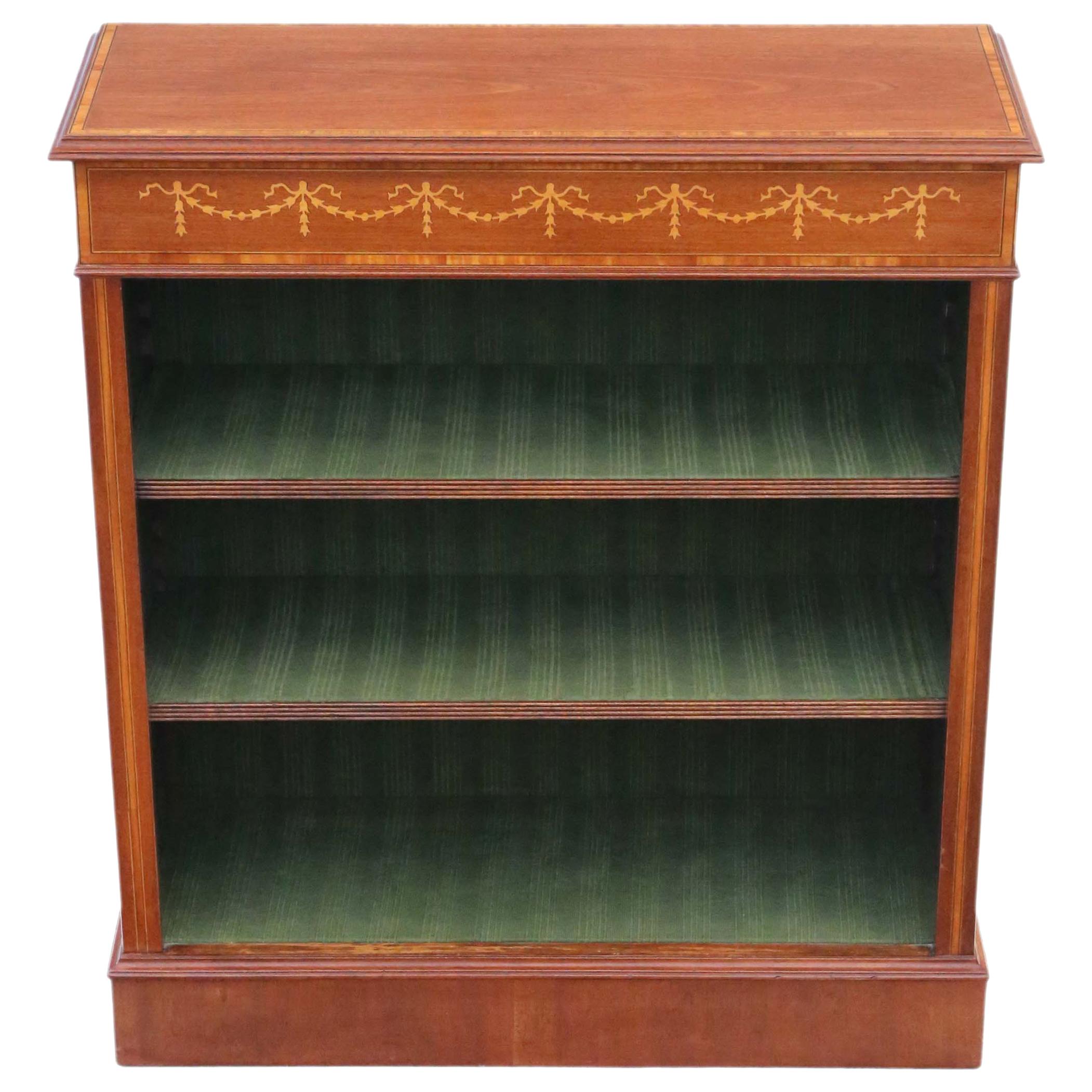 Victorian 19th Century Inlaid Mahogany Adjustable Bookcase