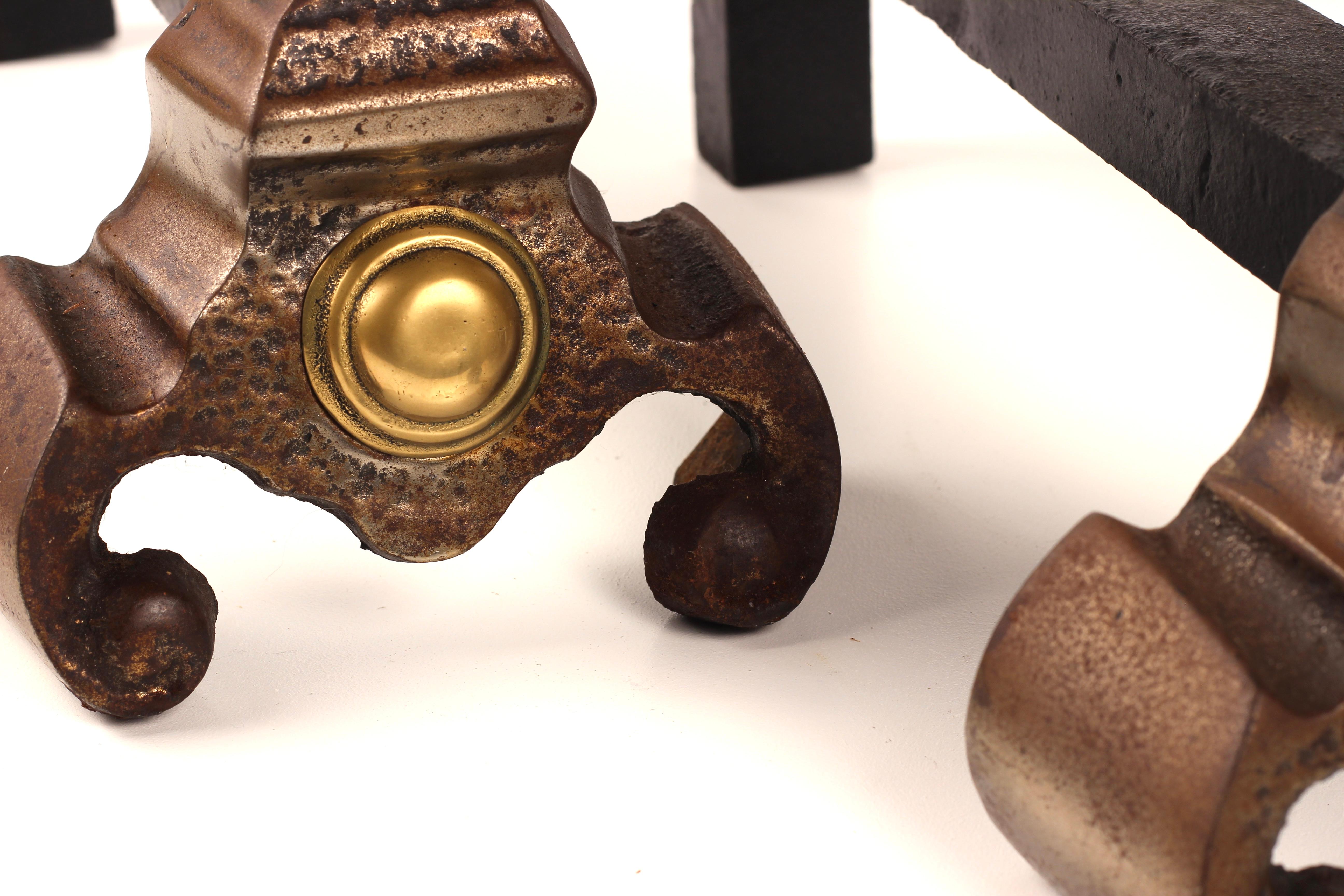 Focolari / Andirons vittoriani del XIX secolo in ferro, ottone e acciaio in vendita 5