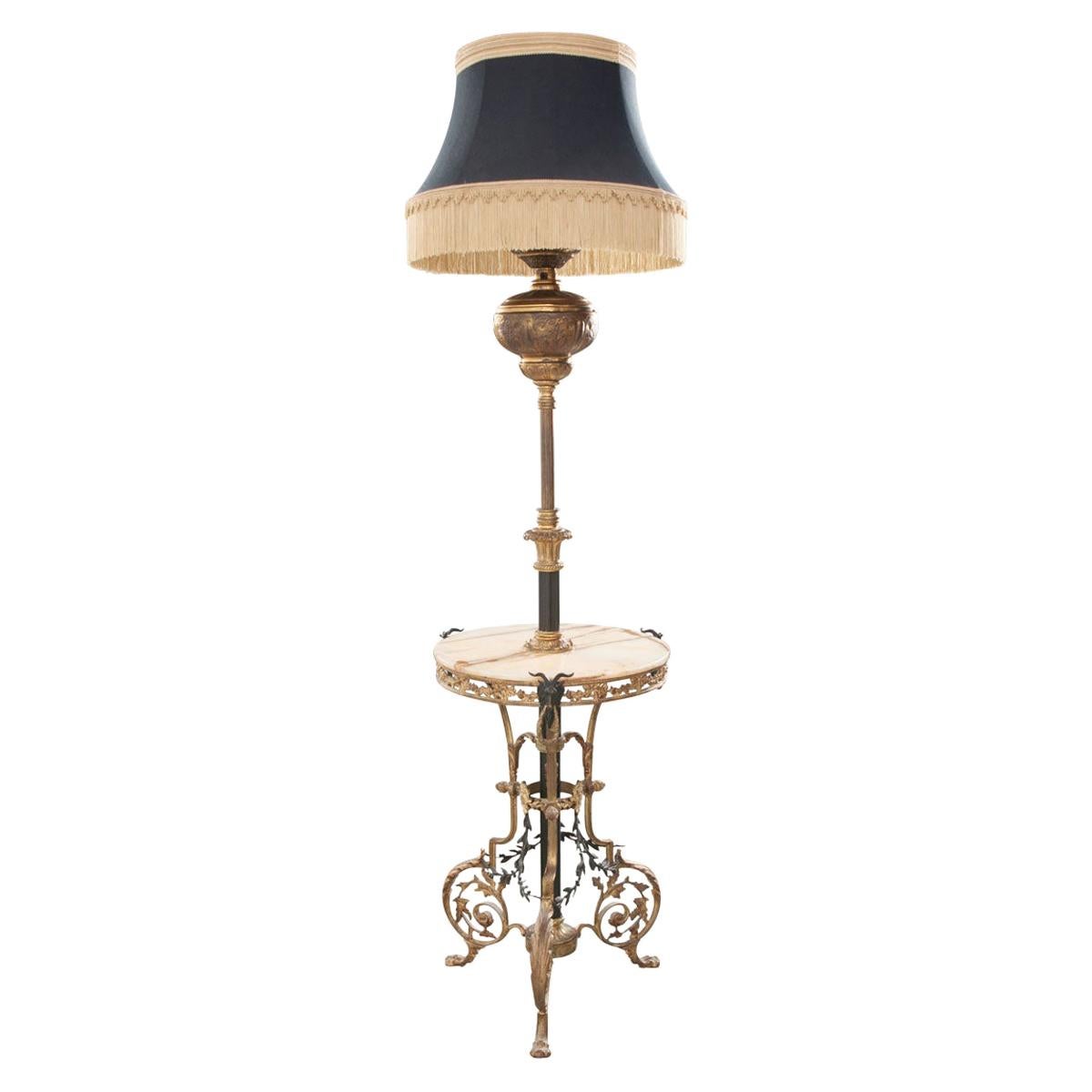 Victorian 19th Century Lamp and Table