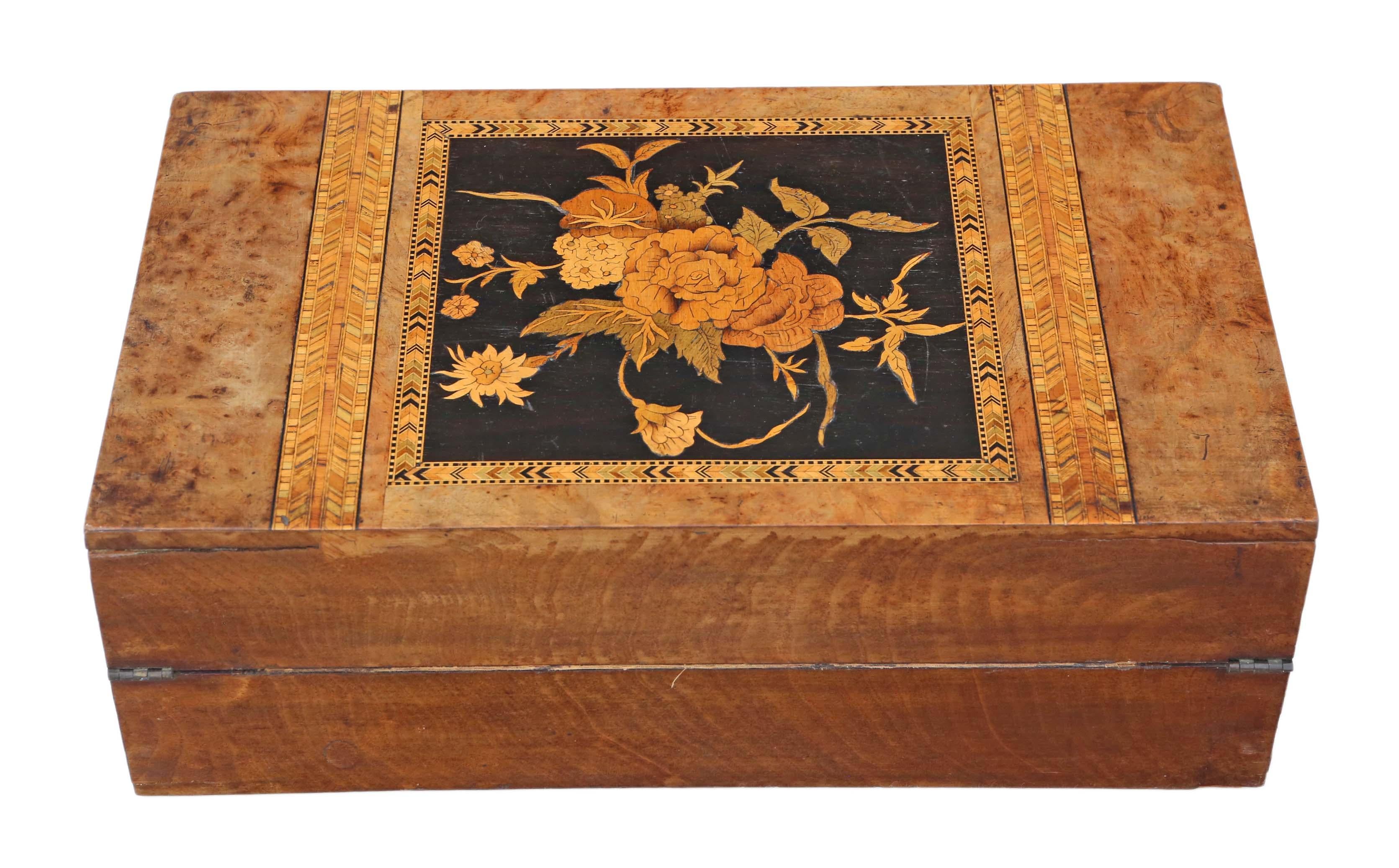 Victorian 19th Century Marquetry Writing Box Desk Table Slope 4