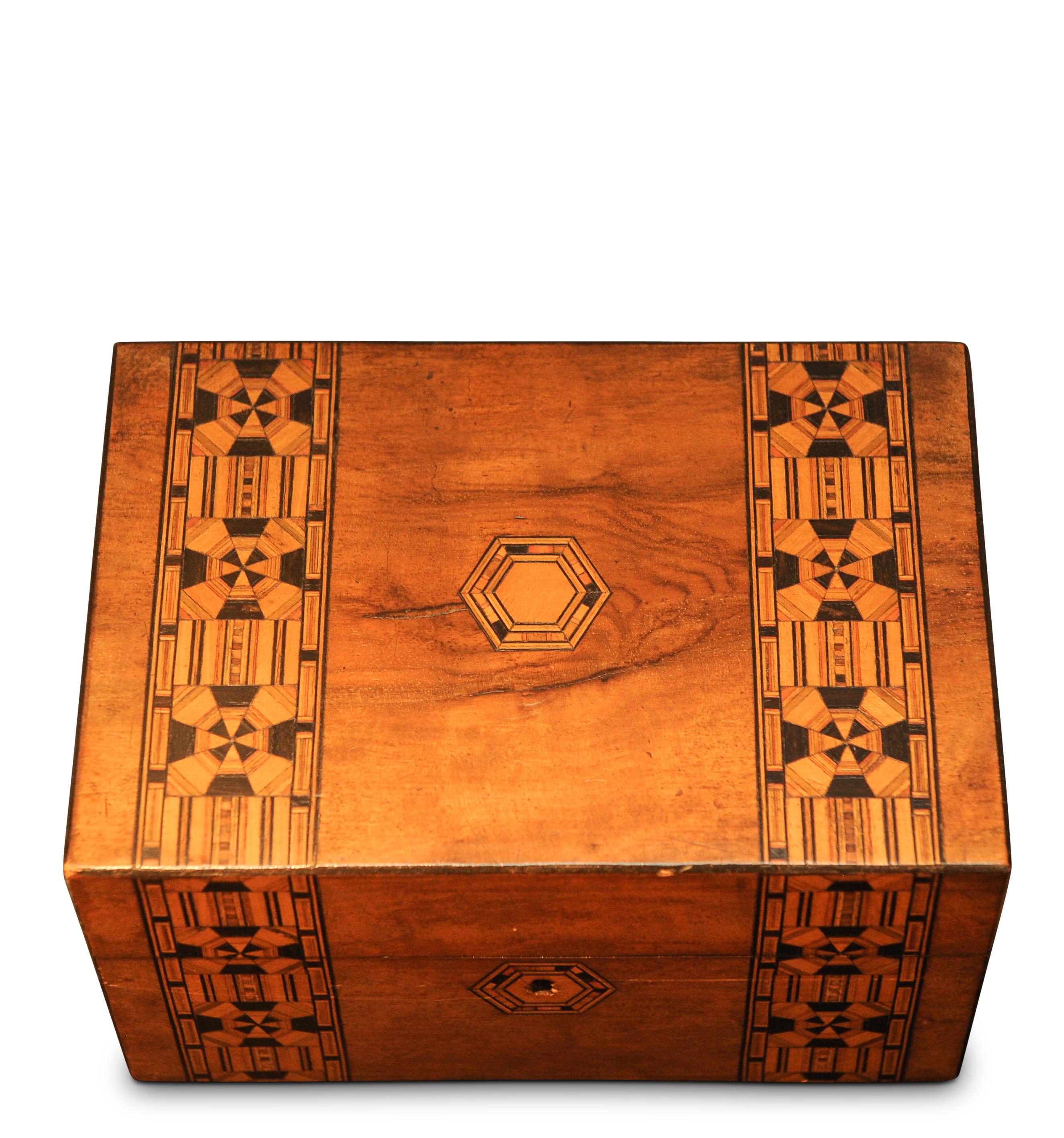 English Victorian 19th Century Tunbridge Ware Collectors Box with Original Features For Sale