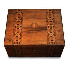 Victorian 19th Century Tunbridge Ware Sewing Box with Original Sewing Items