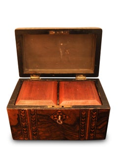 Victorian 19th Century Tunbridge Ware Tea Caddy with Original Features