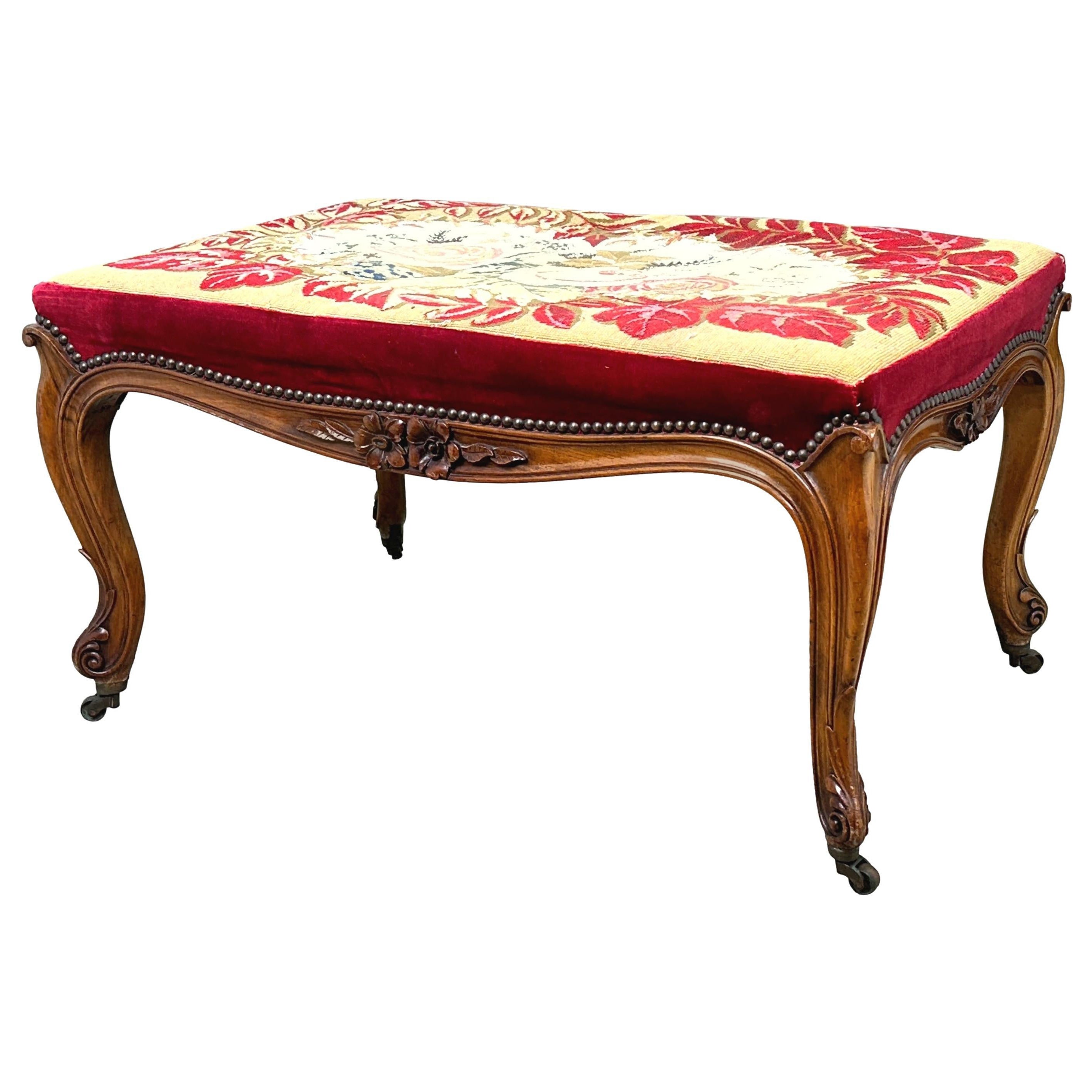 Victorian 19th Century Walnut Salon Stool