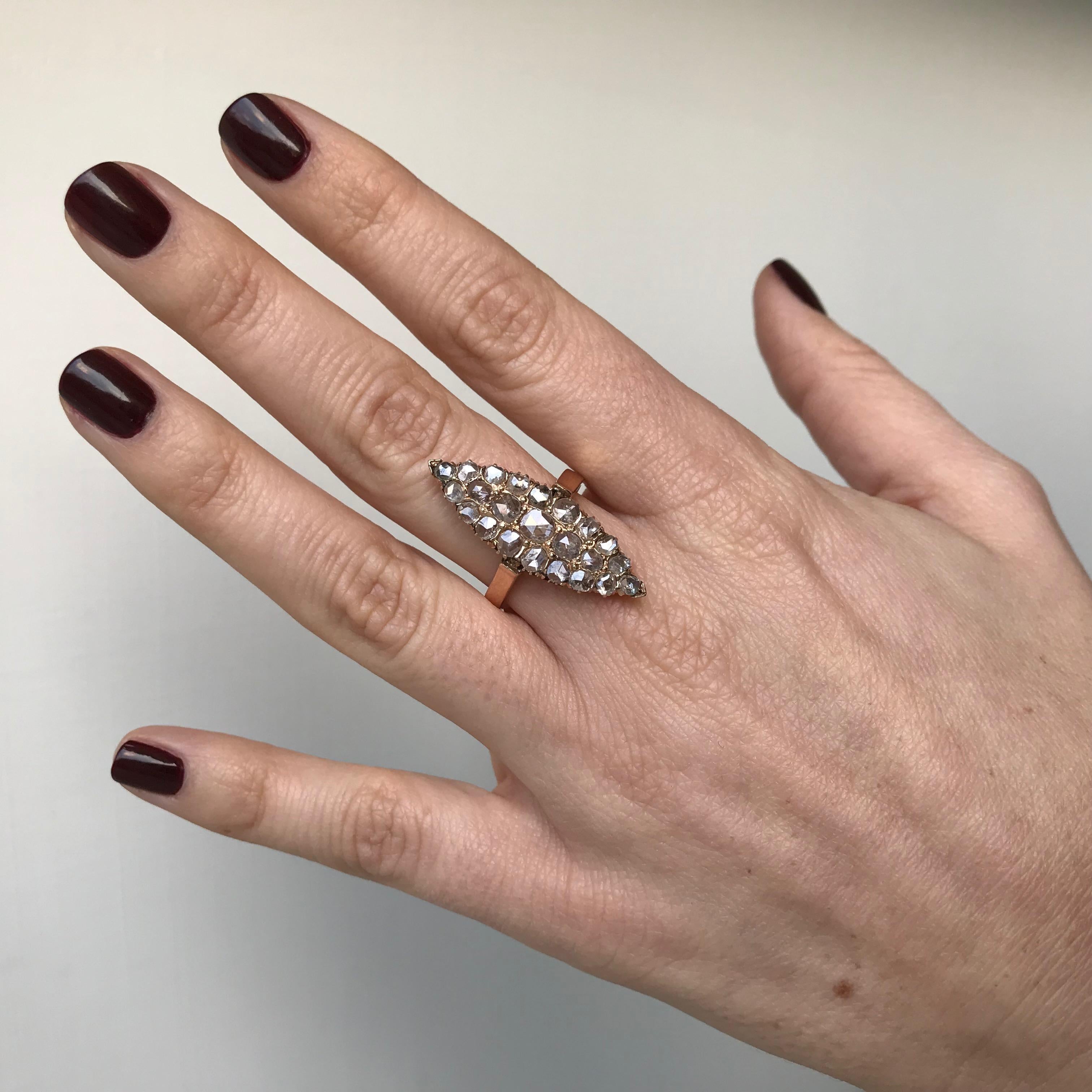 Women's Victorian 2 Carat Diamond Rose Gold Ring