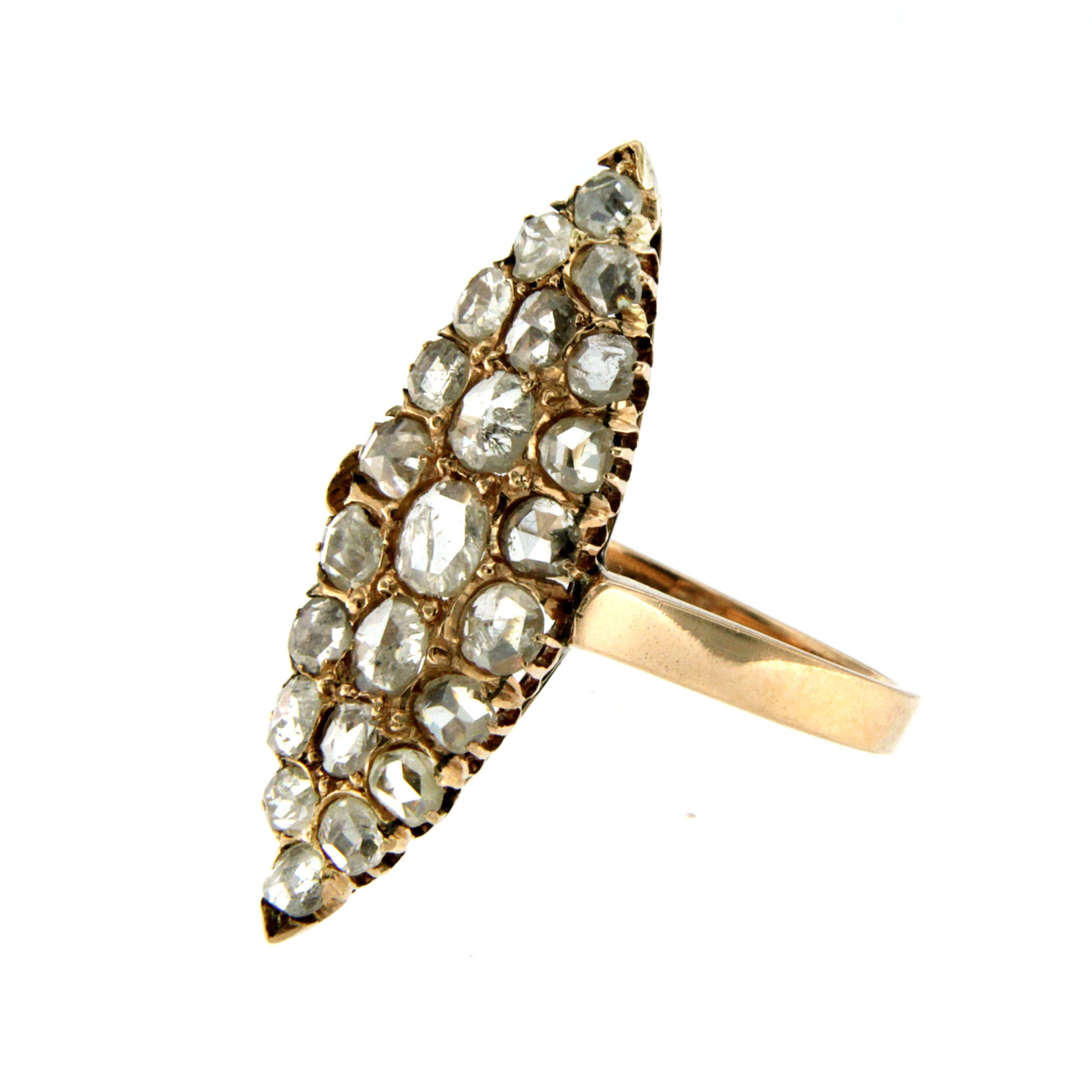 Victorian 2 Carat Diamond Rose Gold Ring