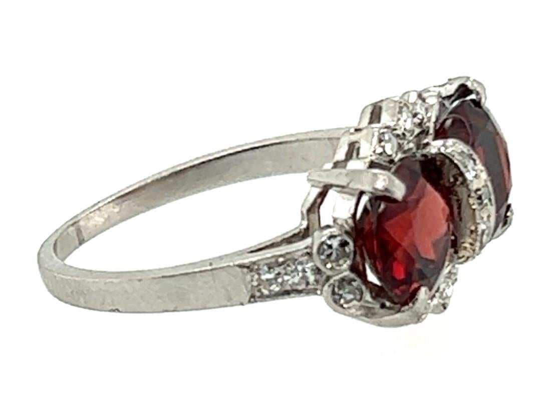 Round Cut Victorian 2 Stone Garnet Ring 4.40ct Original 1880s-1890s Antique Diamonds