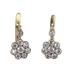 Victorian 2.0 Carat Old Mine Cut Diamond Rare Floret Daisy Earrings