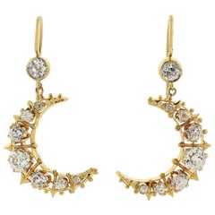 Victorian 2.00 Carat Diamond Crescent Moon Earrings