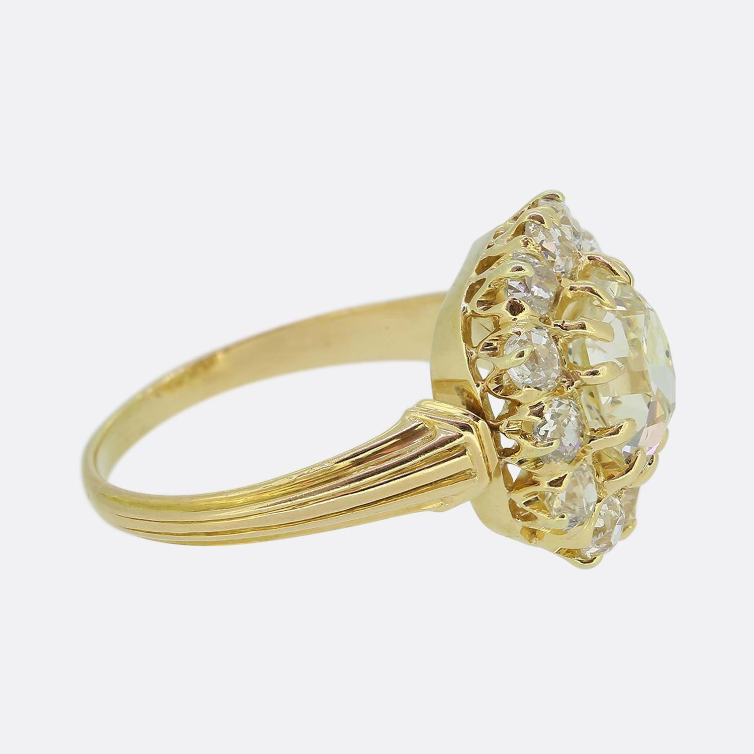 Antique Cushion Cut Victorian 2.00 Carat Old Cushion Cut Diamond Cluster Ring For Sale