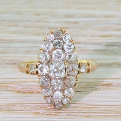 Victorian 2.00 Carat Old Cut Diamond Navette Cluster Ring