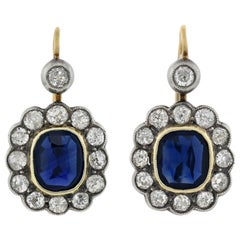 Antique Victorian 2.00 Carat Sapphire and Diamond Earrings