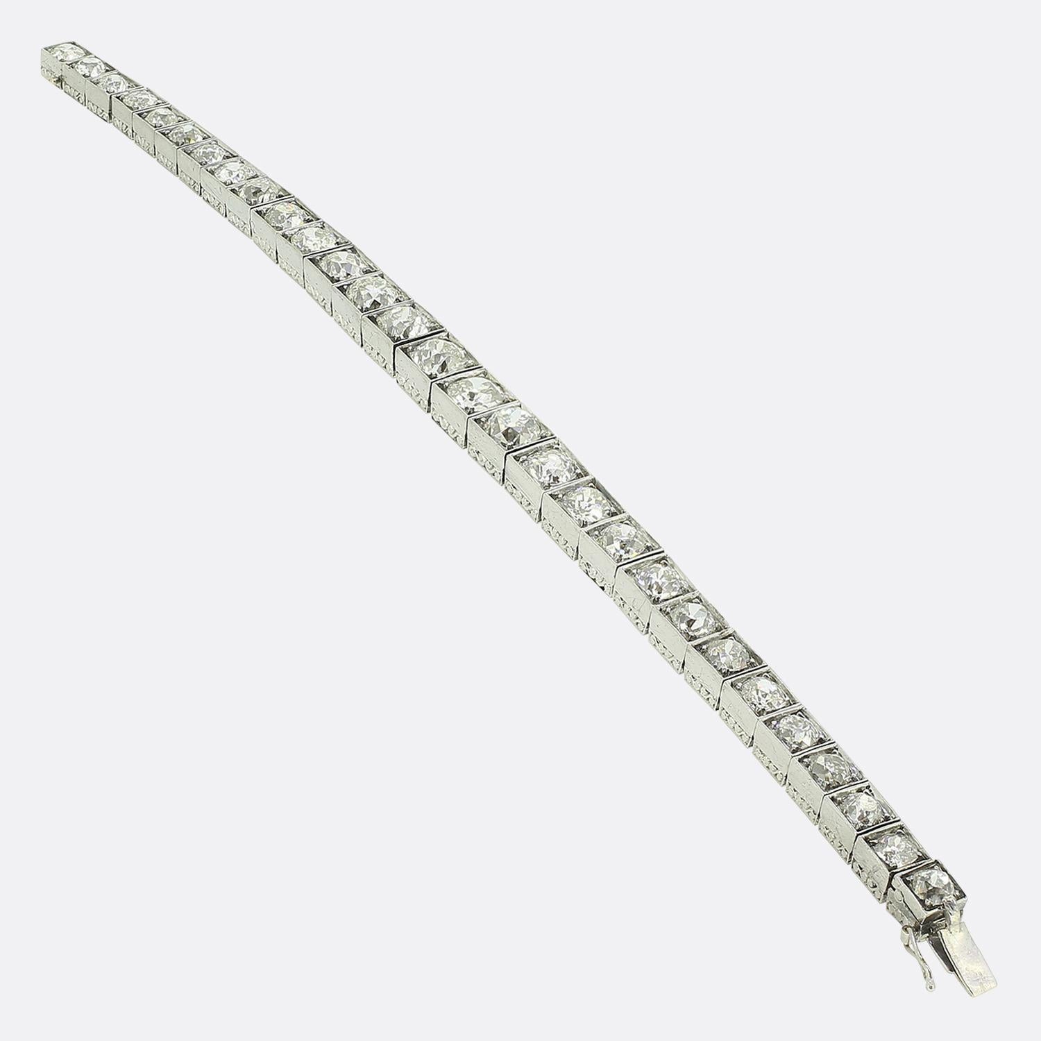 Late Victorian Victorian 20.00 Carat Old Cut Diamond Line Bracelet