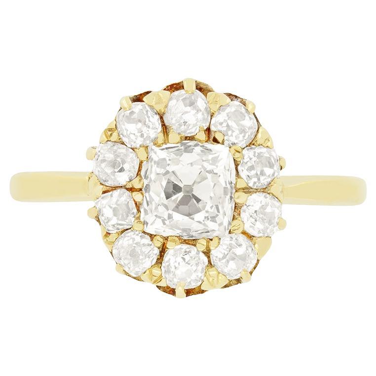 Anillo victoriano con racimo de diamantes de 2,00 ct, c.1880