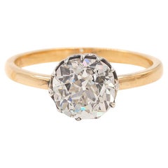 Viktorianischer Verlobungsring, 2,01 Karat GIA Diamant im Altminenschliff, Solitär
