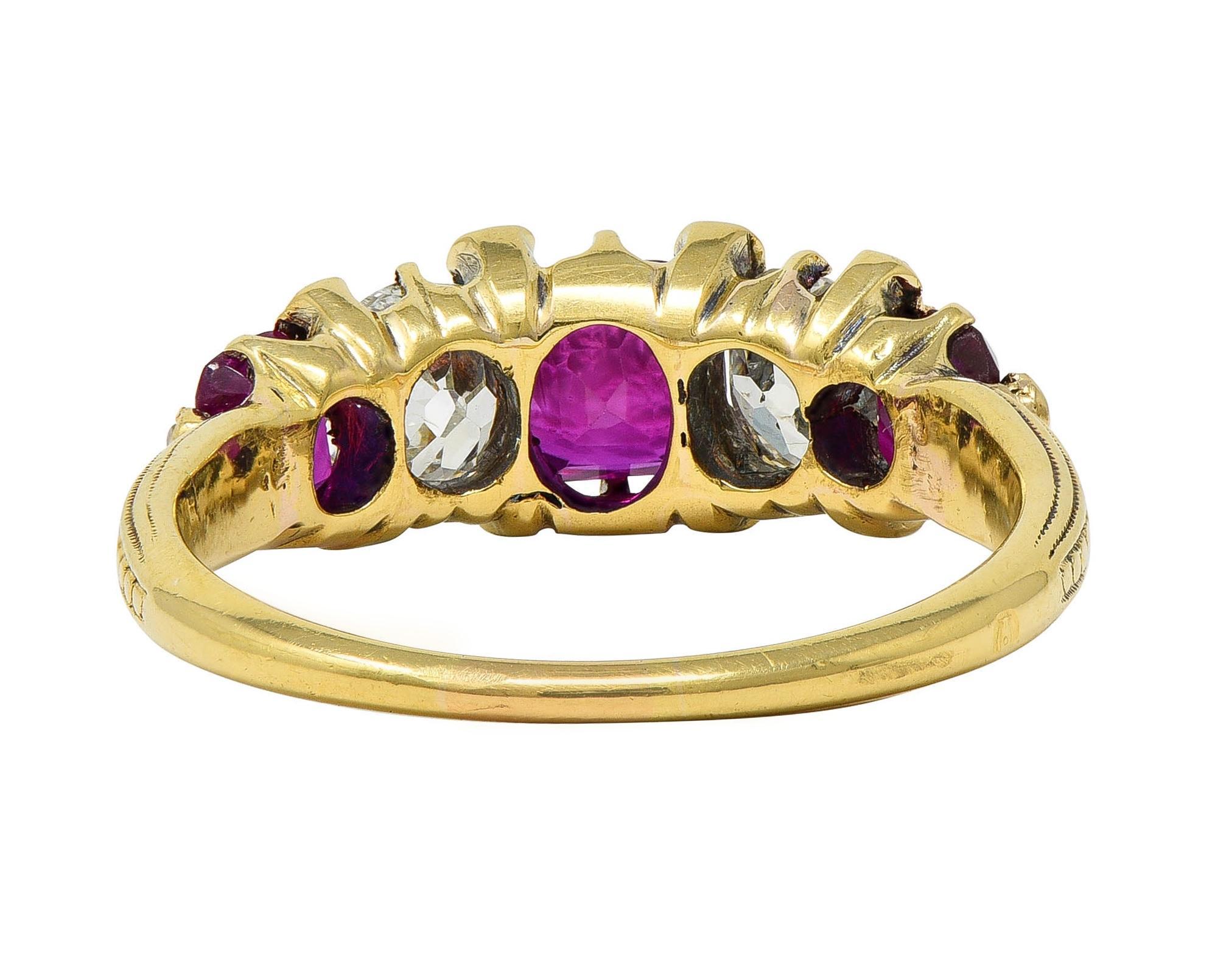 Victorian 2.02 CTW No Heat Burma Ruby Old Mine Cut Diamond 18K Gold Ring GIA In Excellent Condition For Sale In Philadelphia, PA