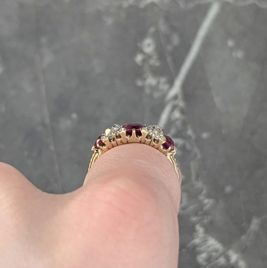 Victorian 2.02 CTW No Heat Burma Ruby Old Mine Cut Diamond 18K Gold Ring GIA For Sale 2