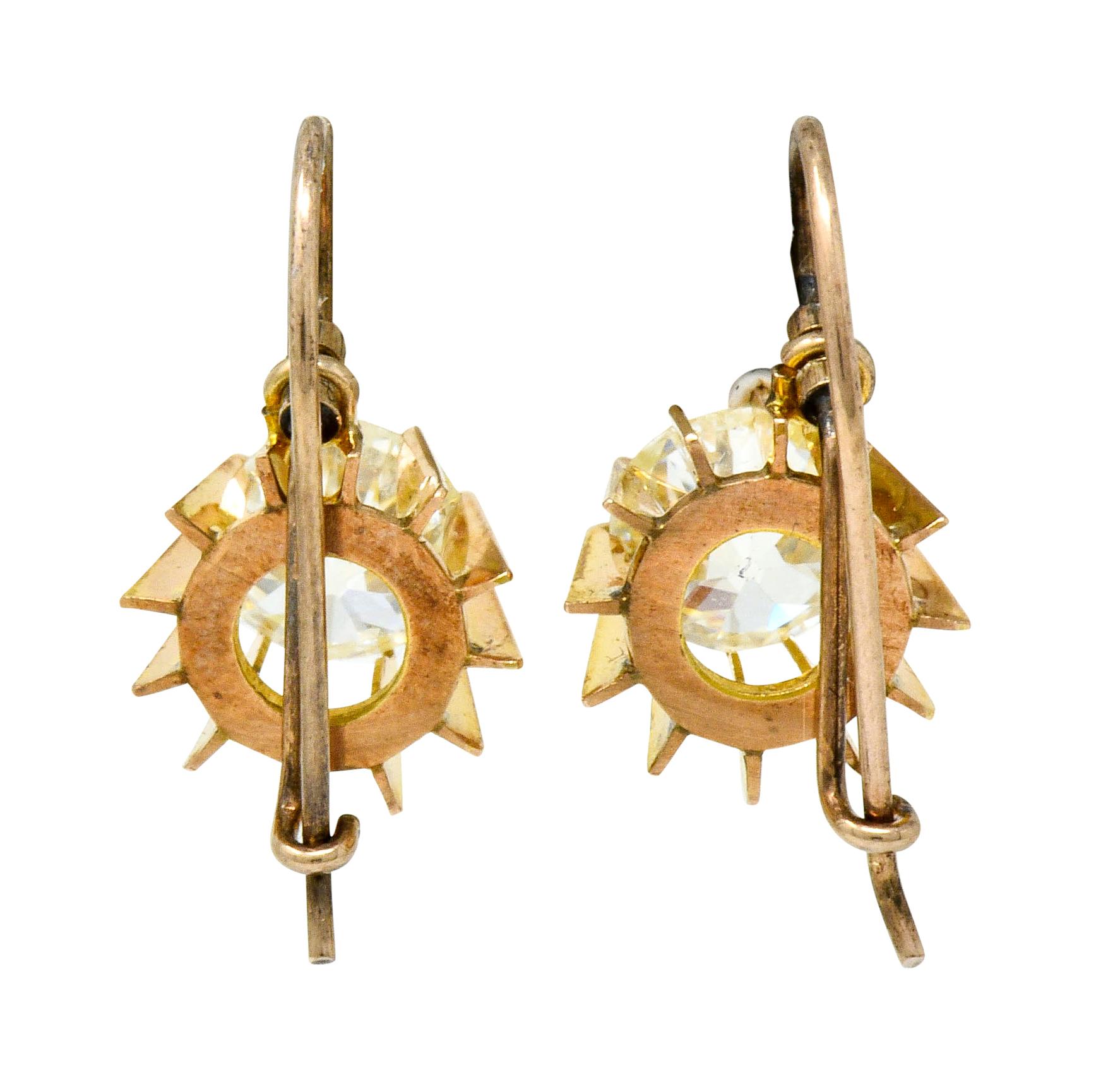 Women's or Men's Victorian 2.04 Carat Old European Diamond Gold Articulated Drop Earrings