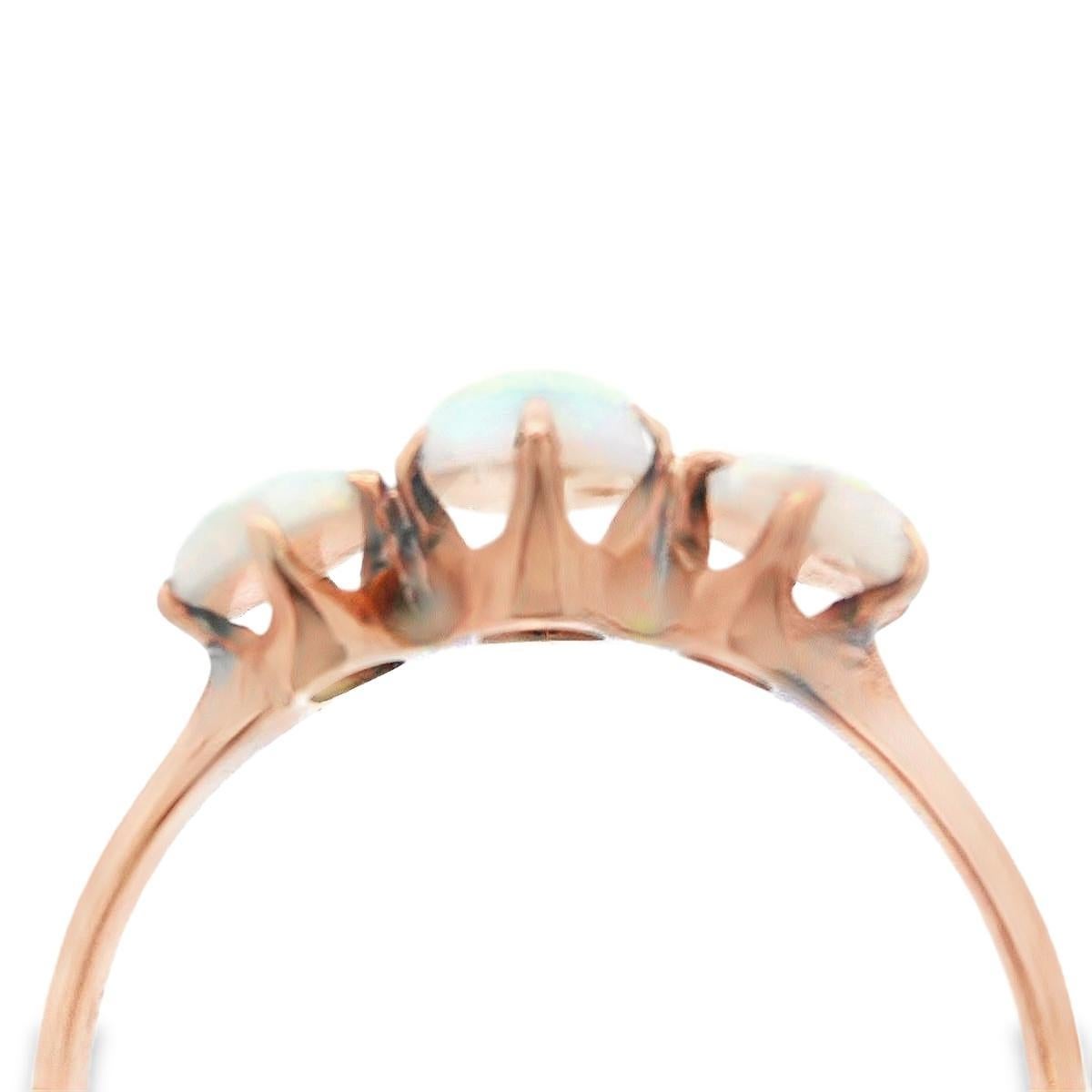 Victorian 20k Yellow Gold 3 Stone Opal Ring Ca 1890 For Sale 3