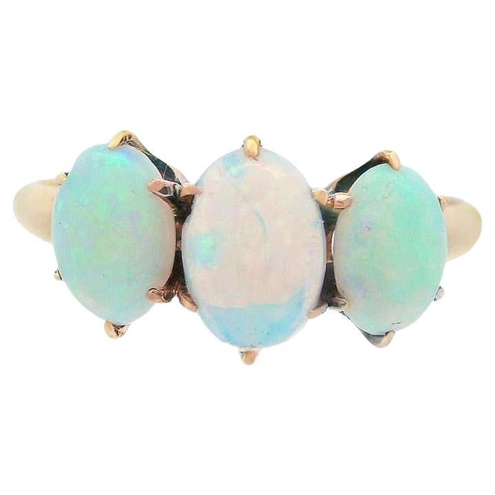 Victorian 20k Yellow Gold 3 Stone Opal Ring Ca 1890 For Sale