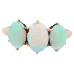 Victorian 20k Yellow Gold 3 Stone Opal Ring Ca 1890