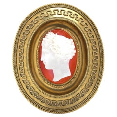 Victorian 20KT Gold Carnelian Cameo Brooch, Circa 1860-1880, Europe