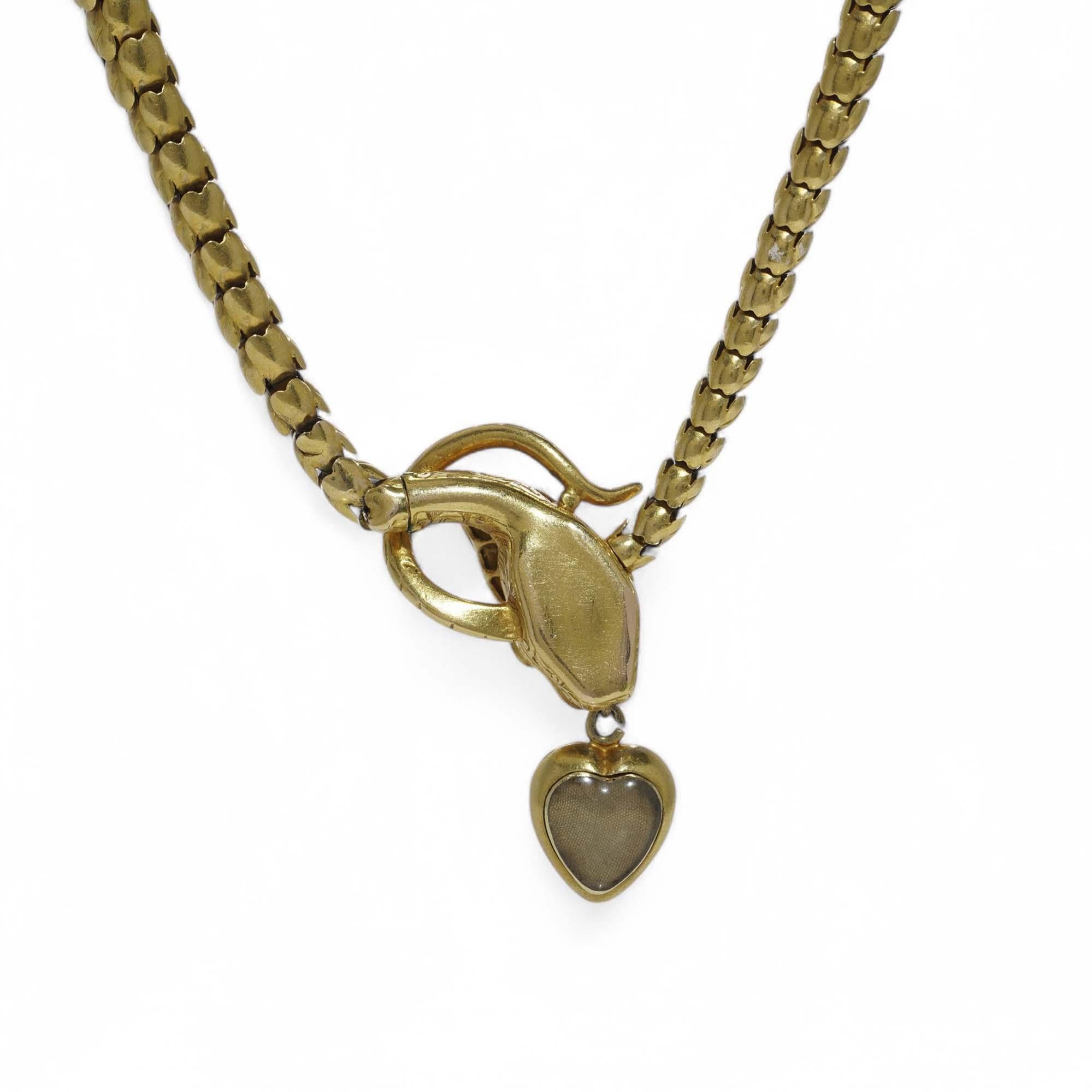 Collana vittoriana in oro 20kt con granato e smeraldo a forma di serpente in vendita 5
