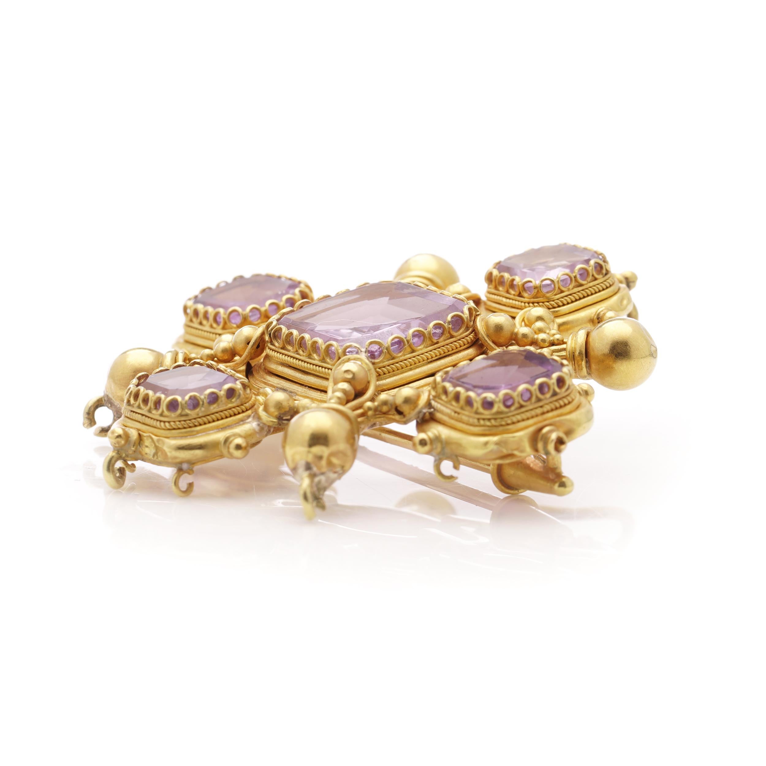 Victorian 20kt. yellow gold Granulated Amethyst 8-point Maltese cross. 1
