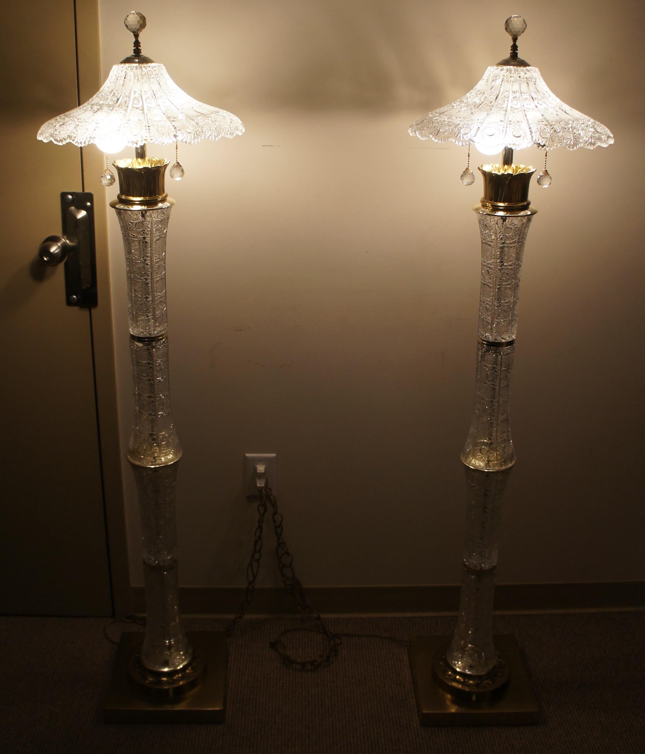 Victorian 20th Century ABP Cut Glass Floor Lamps Parlor Boudoir Regency 5
