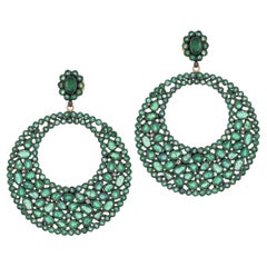 Vittoriano 21cttw. Orecchini pendenti a cerchio Emarald in argento sterling 18k/925