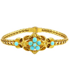 Victorian 21 Karat Yellow Gold Turquoise Bracelet