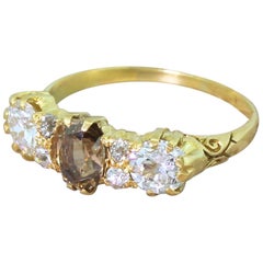 Victorian 2.10 Carat Fancy Cognac and White Old Cut Diamond Ring