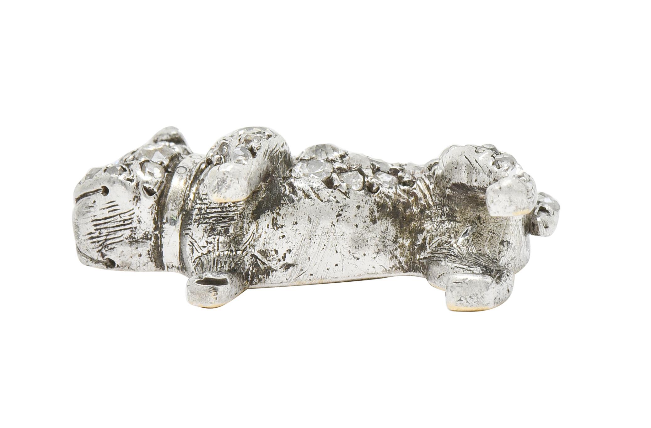 Victorian 2.10 Carat Pave Diamond Silver-Topped Gold Bulldog Pendant Necklace 5