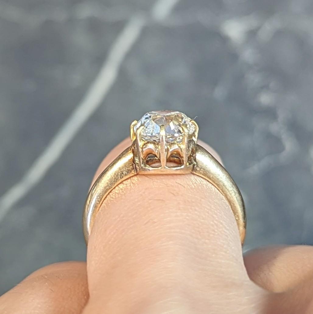 Victorian 2.11 CT Old Mine Cut Diamond 14 Karat Gold Antique Engagement Ring GIA For Sale 8