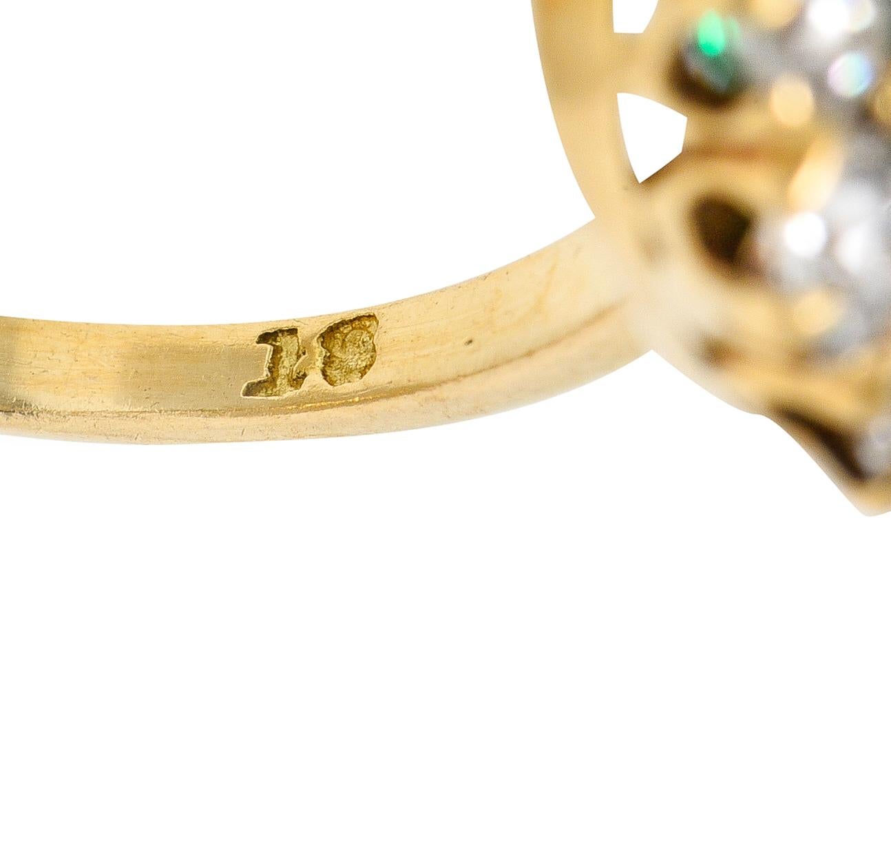Victorian 2.11 CTW Cushion Cut Colombian Emerald Old European Cut Diamond Ring For Sale 3