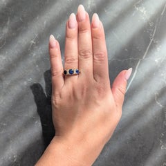 Victorian 2.14 CTW Sapphire Diamond 18K Yellow Gold Antique Scrolling Band Ring