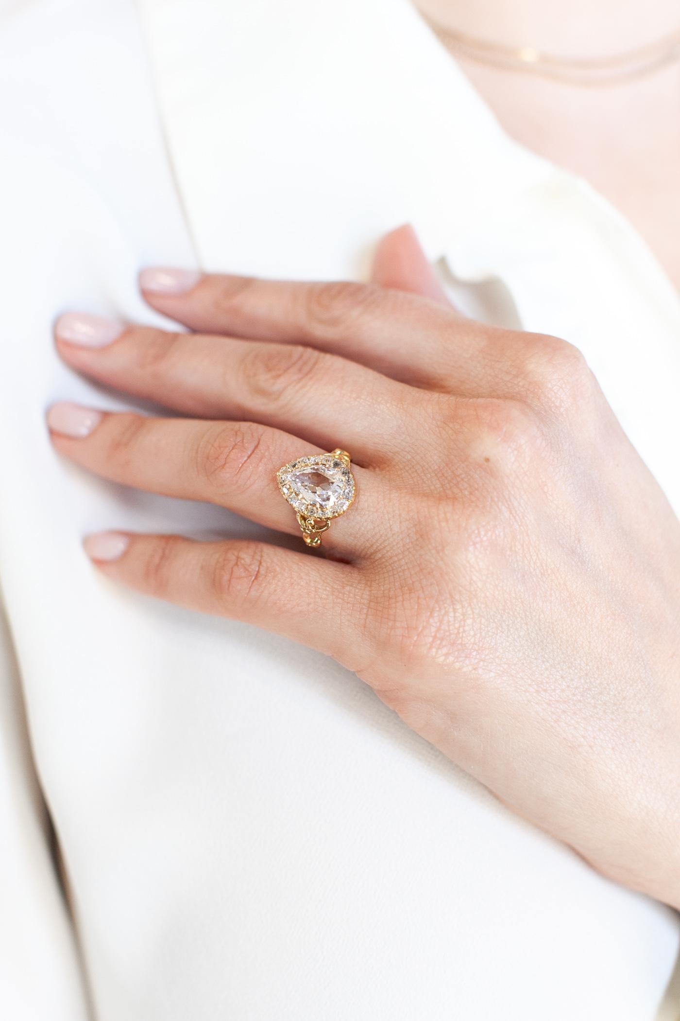 antique pear shaped diamond ring