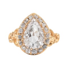 Victorian 2.15 Carat Antique Pear Shaped Diamond Engagement Ring