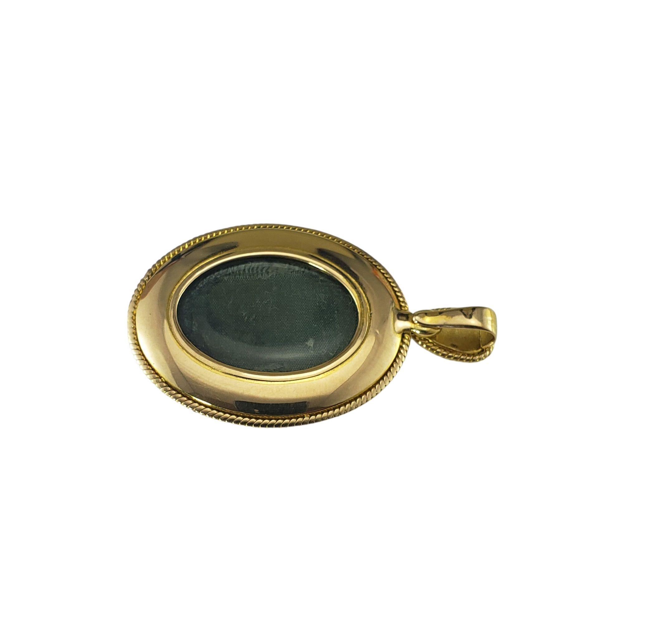 Women's Victorian 21K Yellow Gold Reverse Intaglio Essex Glass Pendant #23263 For Sale