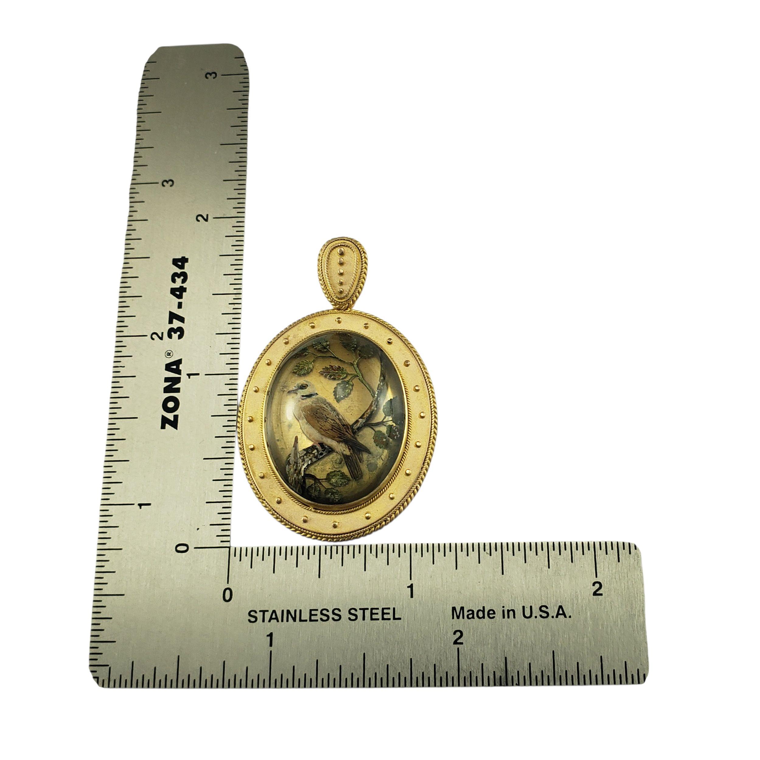 Victorian 21K Yellow Gold Reverse Intaglio Essex Glass Pendant #23263 For Sale 1