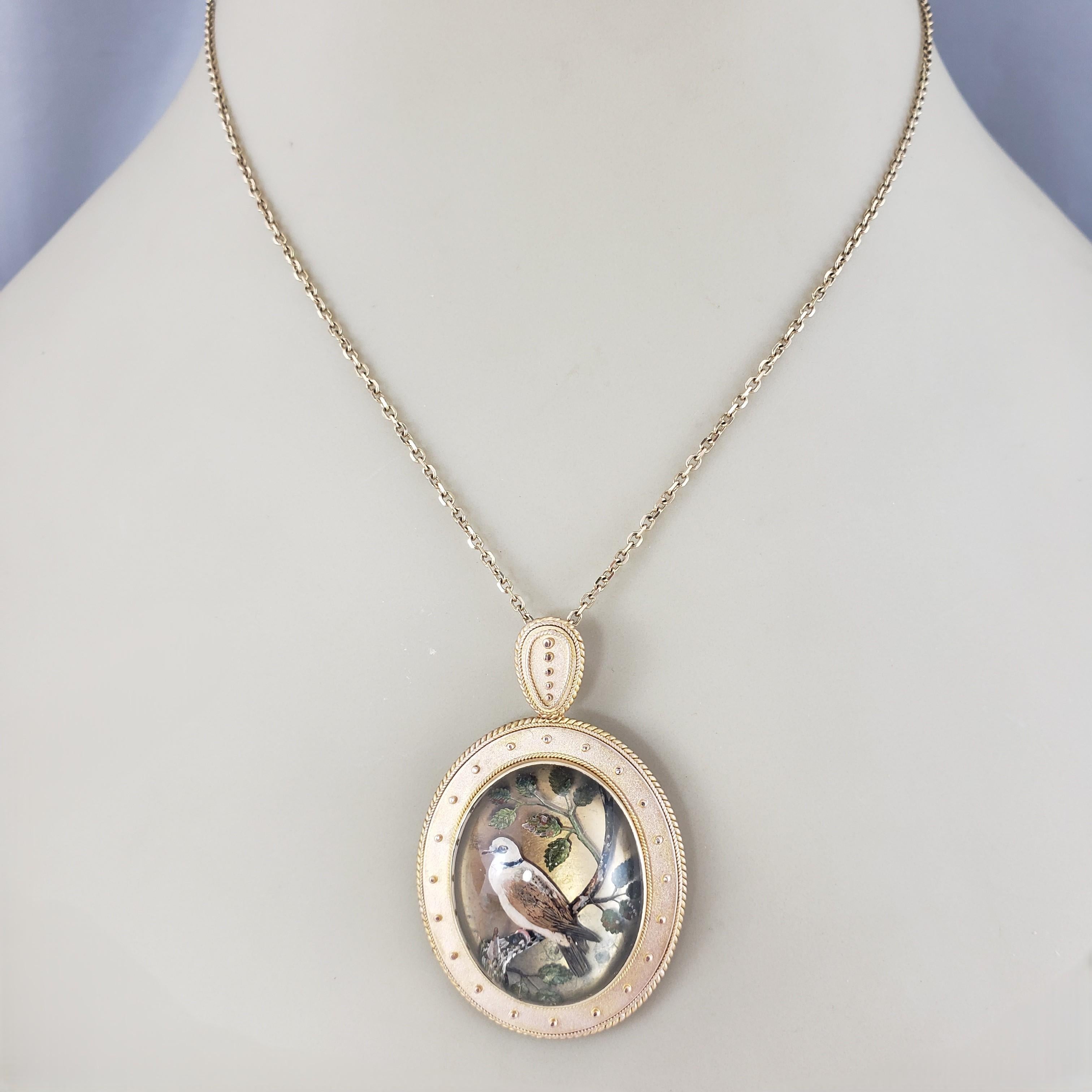 Victorian 21K Yellow Gold Reverse Intaglio Essex Glass Pendant #23263 For Sale 2