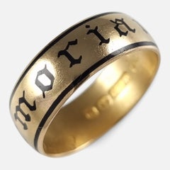 Victorian 22 Carat Gold and Enamel Memorial Ring, 1896
