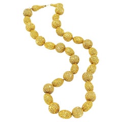 Victorian 22 Karat Gold Filigree Bead Necklace