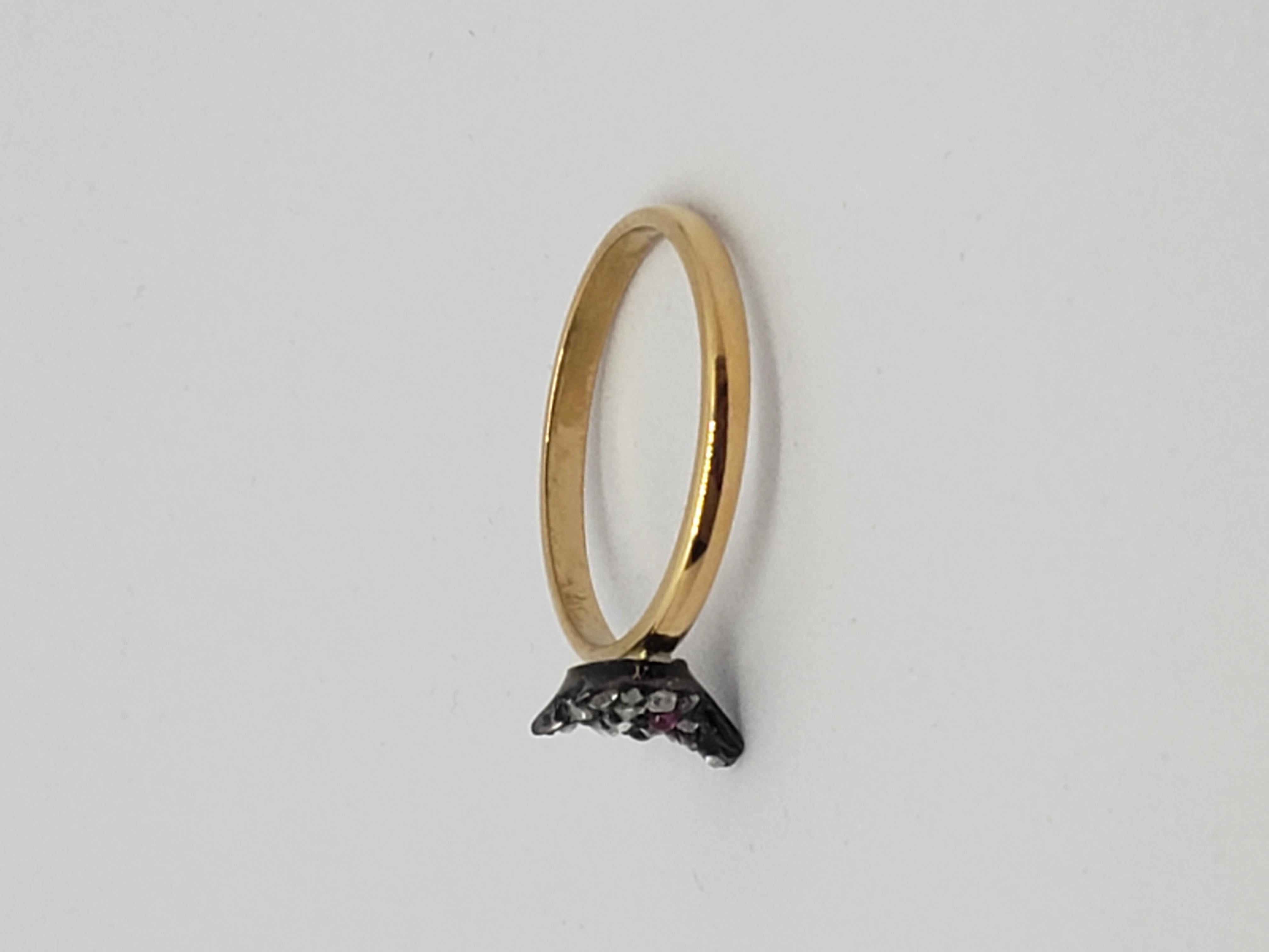 Viktorianischer 22 Karat Gold Silber Diamant Fuchs Ring im Zustand „Hervorragend“ im Angebot in Boston, Lincolnshire